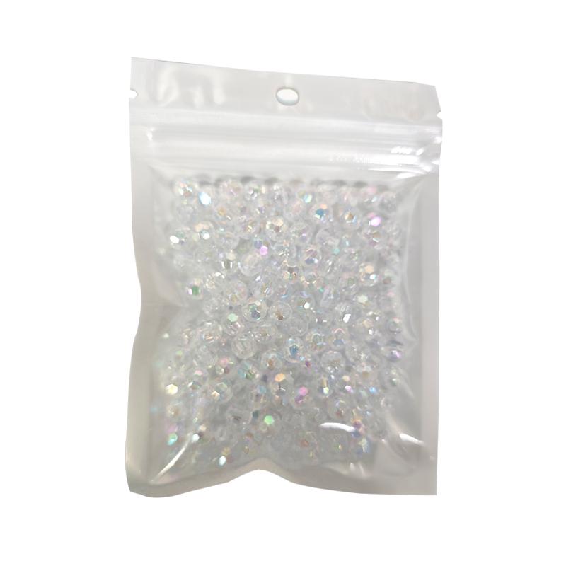 Acrylic Faceted Crystal Beads Transparent Loose Spacer Craft Beads for DIY Bracelet Necklace Jewelry Making Bags Decoration