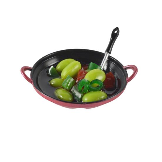 Exquisite High Simulation Clear Texture Simulated Fried Dish Pot Food Kitchen Cooking Toy Micro Landscape Accessory