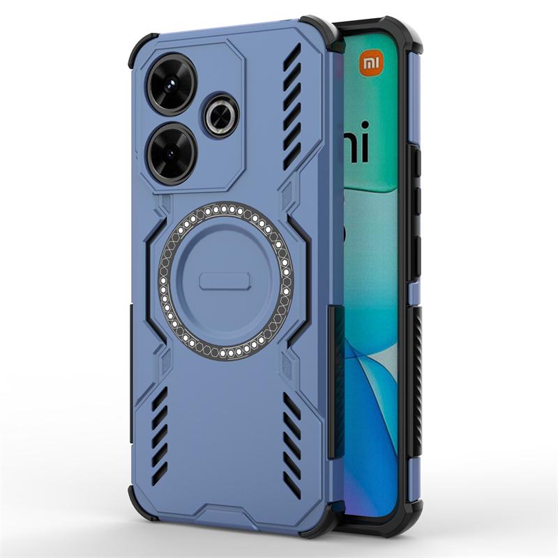 For Xiaomi Poco M6 Case For Poco M6 4G Shockproof Anti-knock Magnetic Adsorption Wireless Charge Back Cover For Poco M6 Case