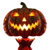 Halloween Pumpkin Light Resin Skeleton Ghost Witch Pumpkin Lantern Gothic Curved Pumpkin Night Light for Home Tabletop Desk Decor
