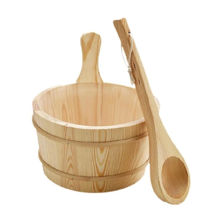 

4L Large Capacity Steaming Bathroom Tool Tub Barrels Replacement Practical Sauna Water Bucket and Ladle Bath Accessories 1