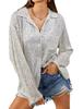 Lässiges lockeres Damen Frühling Mode Hemd Pailletten Langarm Revers Retro Oberteil Mode Damenbekleidung Temperament Blusen 30466