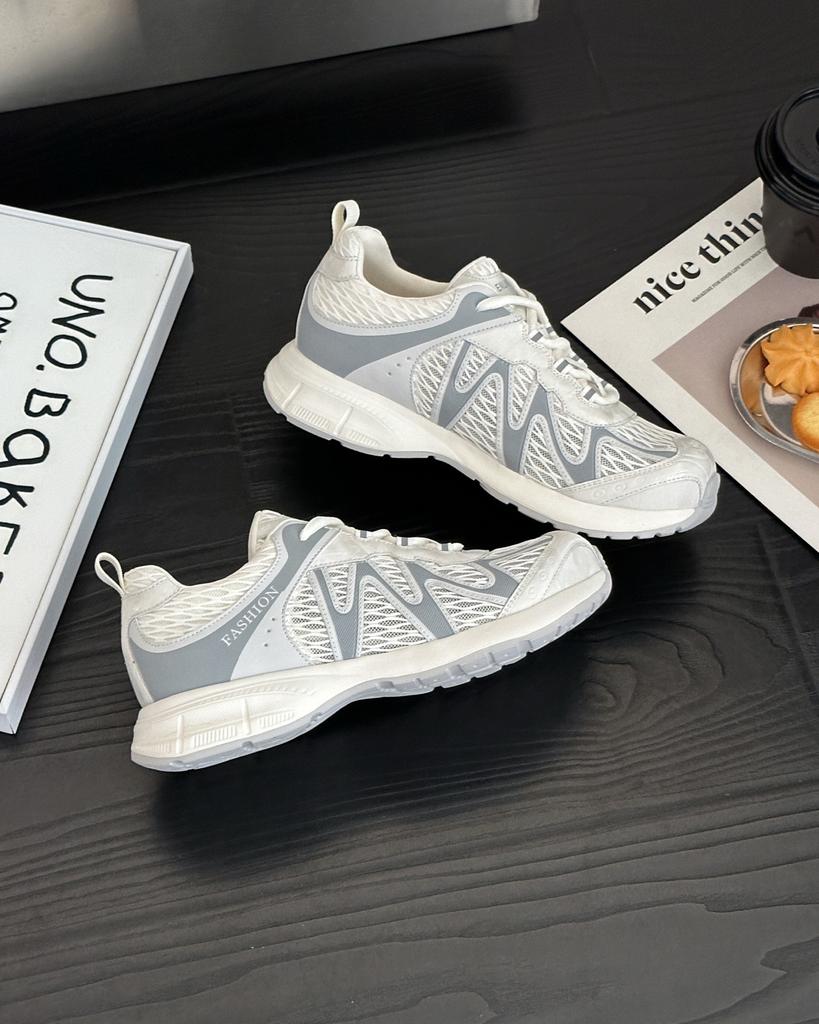 2025 popular thick-soled heightening little white shoes women's summer hollow breathable fashion versatile sports and leisure board shoes with skirts