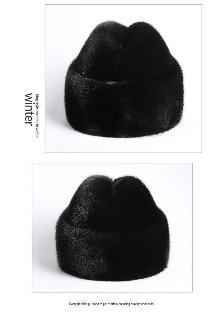 Waterproof Mink Fur Hat for Elderly Men - Thickened Winter Cotton Grandpa's Hat