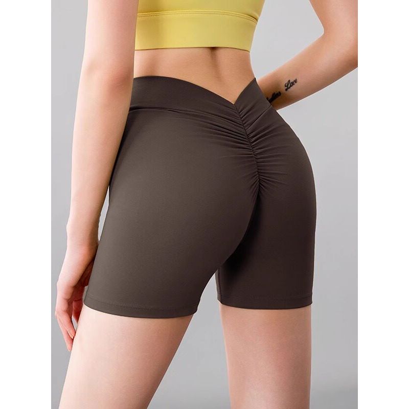 Dopamine-Style Yoga Pants, European and American V-Waist Peach Butt-Enhancing High-Elastic Fitness Shorts, Running and Weightlifting Sports Shorts