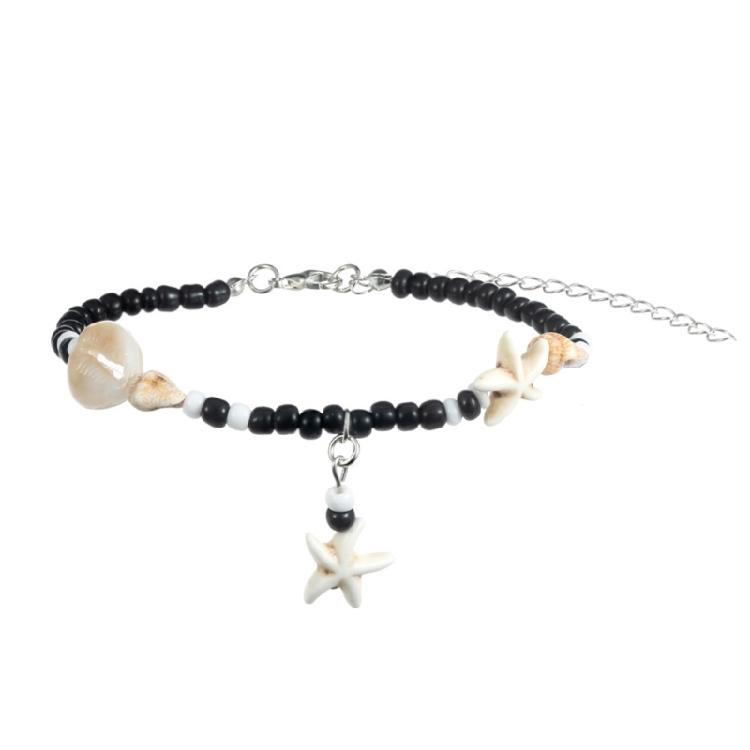 

Handmade Bohemian Anklet Featuring Adjustable Braided Rope Design With Seashells And Resin Beads For Beach Vacations