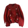 Vintage Heavy Embroidery Cable Knit Sweater Coat Women Autumn Loose Thick Lazy Style Cardigan