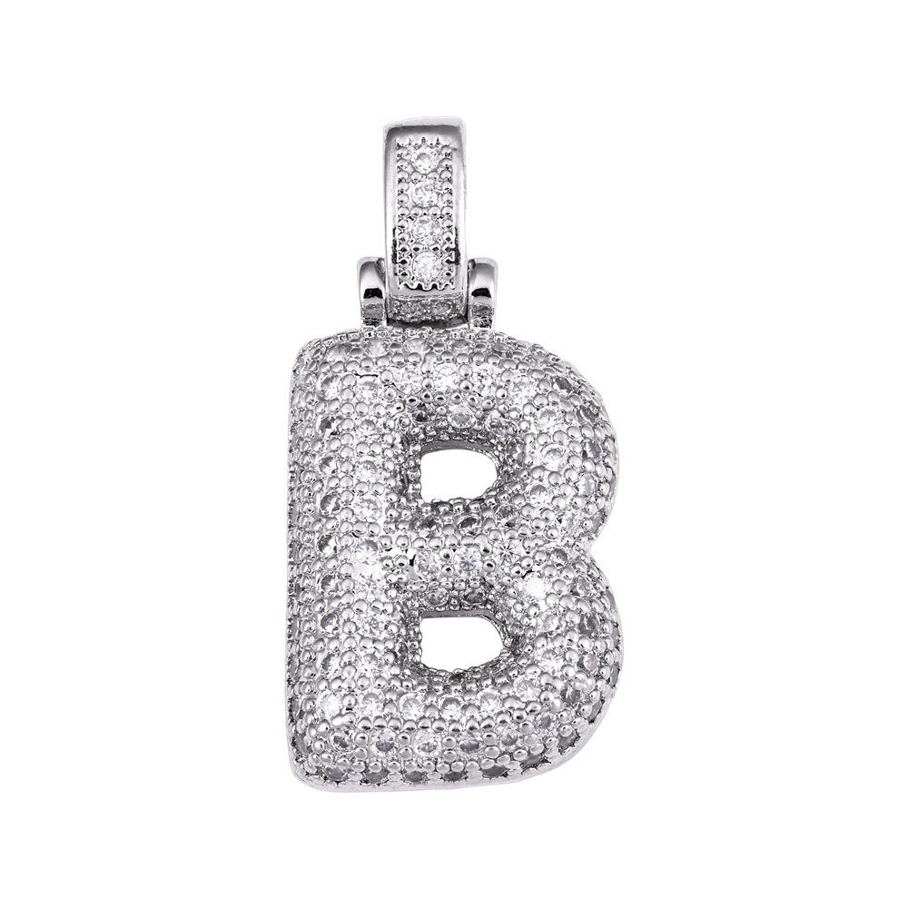 Cross Hip Hop Copper Zircon 26-Letter Pendant Necklace