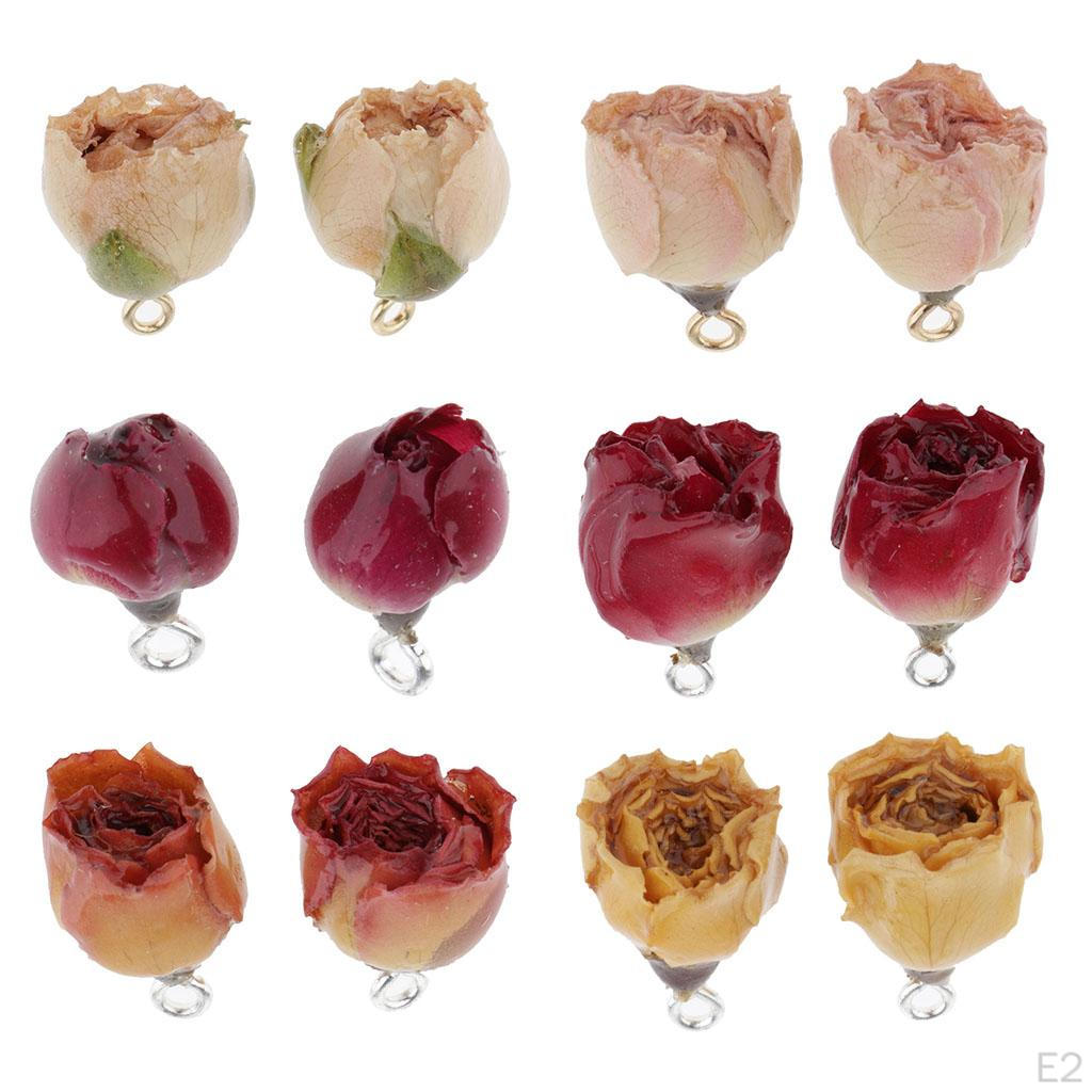 2 Piece Resin Dried Flower Pendant Jewelry Findings Crafting Charms For Necklace Bracelet