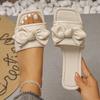 Foreign Trade Large Size Bow Flat Slipper Women Wear European and American Square Toe Comfortable Beach Shoes in Summer
