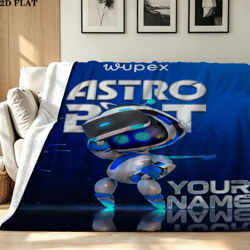 1PC ASTRO BOT Custom Name Patterned Flannel Blanket Suitable For All Seasons for Home Decor Warmth and Comfort Gifts Holiday Present