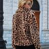 3 Autumn and winter plush suit collar imitation fur leopard print jacket women's wool long-sleeved fluffy jacket