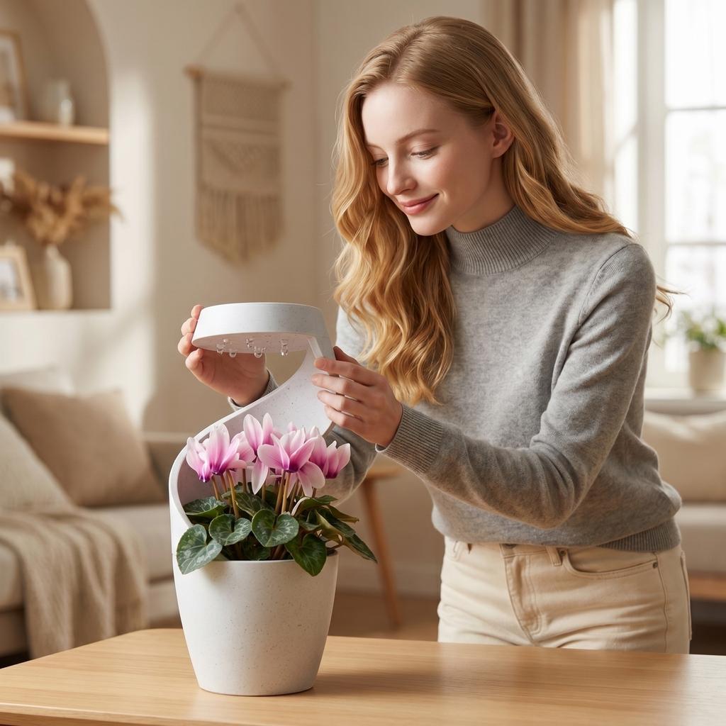 3D Printed Rotating Desktop Rain Watering Vase Self Circulating Plant Pot with Water Cycle System for Indoor Use Suitable for Desk Decoration
