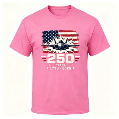 Vintage Usa Flag Jet Fighter 250 Years 17762026 Patriotic Graphic Cotton Short Sleeve Tshirt