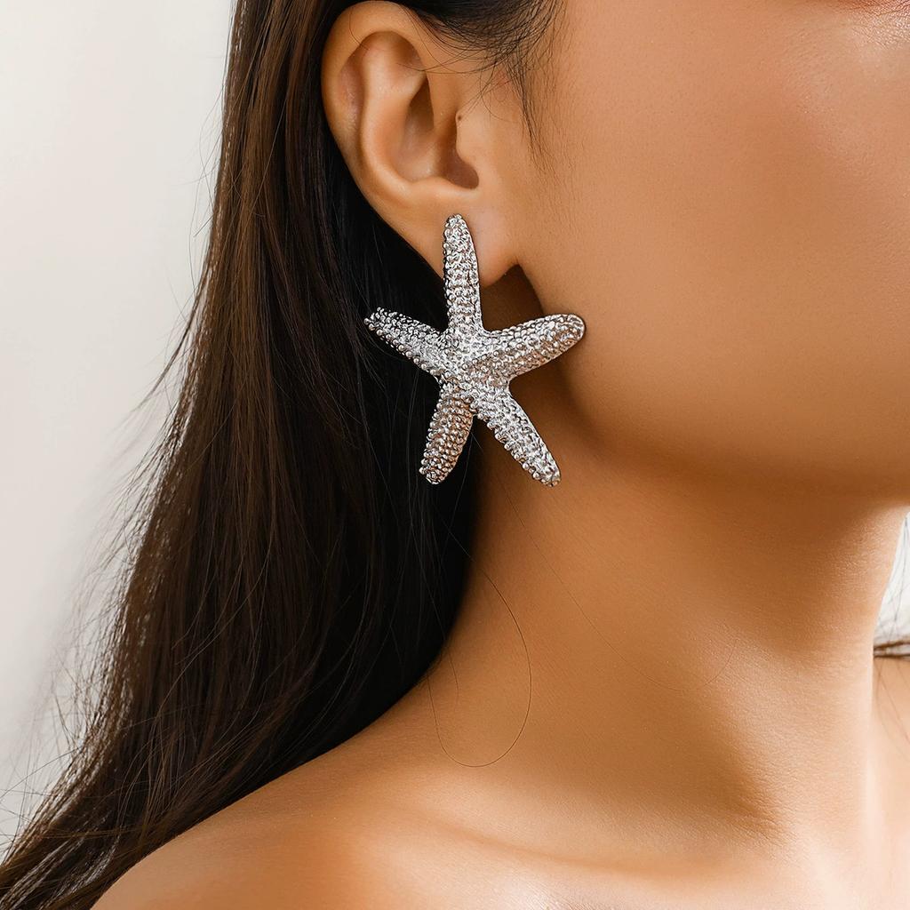 Strandaccessoires Sommer Küstenurlaub Seestern Natürliche Muschel Ohrringe Halskette Set