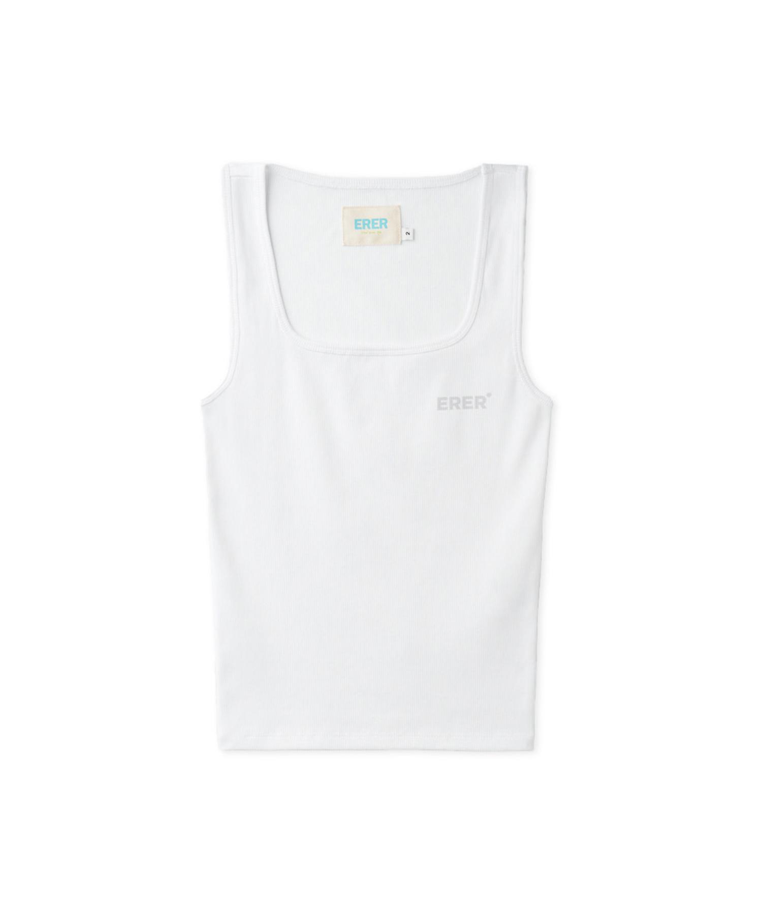 Er Er Square-Neck Ribbed Sleeveless White White/1