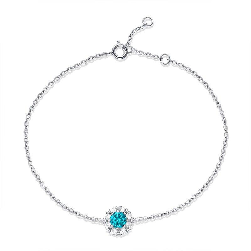 Serenity Day S925 Silver Bracelet For Female Ice Blue Mossanite 0 .5ct Diamond Romantic Party Gifts Girls Cocktail Jewelry