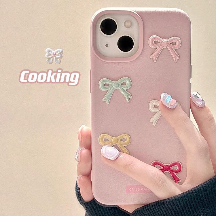 Three Dimensional Color Bow Suitable for IPhone16promax Apple 14 Mobile Phone Case 13 New Model 12 Women 15 Anti Fall