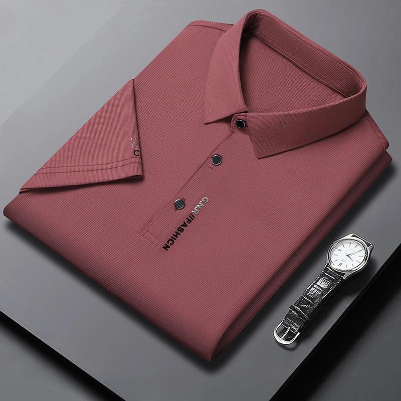 STORN Men's Short Sleeve Solid Color Polo Shirt Breathable Comfortable Elastic Top New Arrivals Casual Business Style