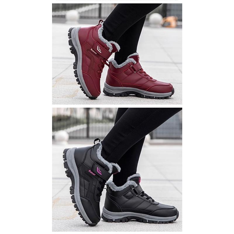 Men's and Women's Casual Snow Boots, Non-slip and Windproof High-top Lace-up Boots with Furry Lining for Outdoor Walking, Running, Hiking