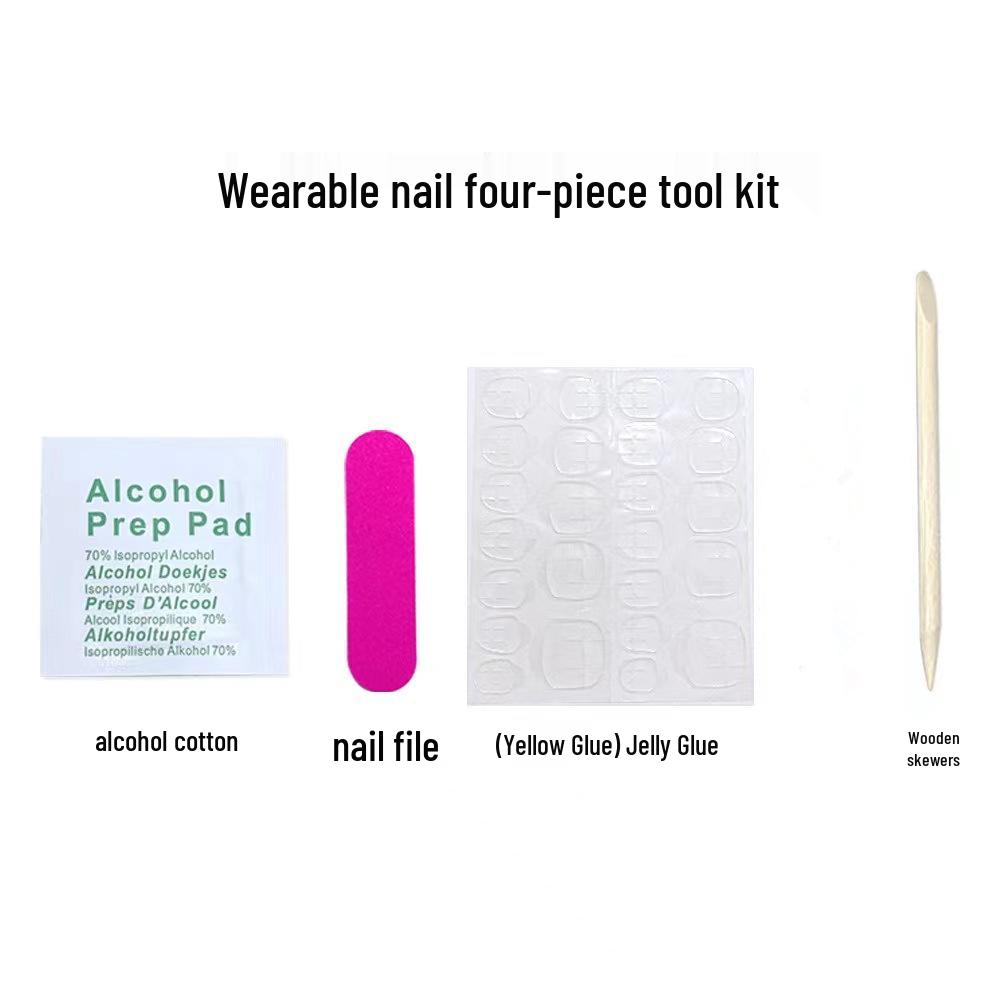 

Набор для ногтей: Желейный клей, Двусторонняя пилка, Полировочная полоска, Палочка для удаления, Дезинфицирующие ватные диски