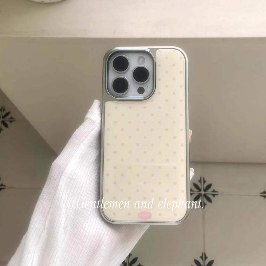 Korean ins Light Yellow Pink Polka Dots Phone Case for iPhone 17 16e 16 15 14 13 12 11 Pro Max X XR Air Plus Luxury Clear Soft