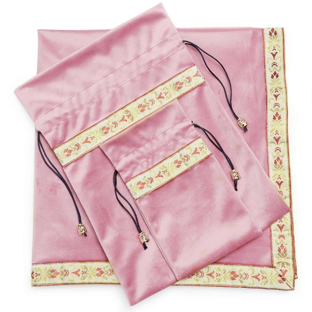 Kuai Tarot Pastel Set of with Velvet for Tarot Fortune and Readings Pink Pink Set of with Large and Small Cloths, Colors, 68x68cm, 2, Pouch, Thick,