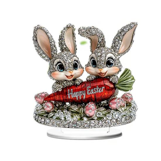 Iepuraș de Paște Acrilic Semn de Masă 2D Plat Ouă Floare Iepure Decorare Casă Living Ziua Îndrăgostiților Petrecere Sărbătoare Ornament de Masă