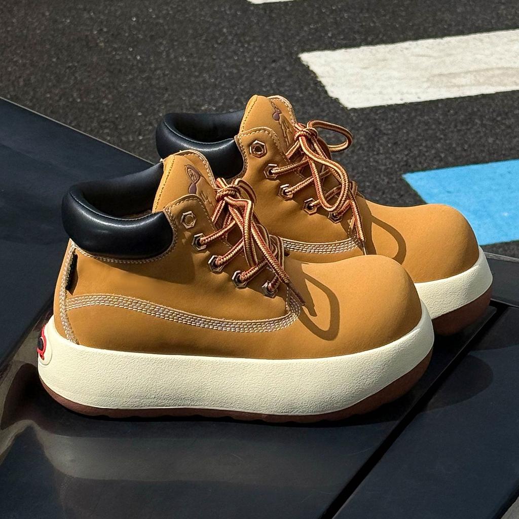 Fashion Women Fad Casual Big Head Rhubarb Boots No Slip Soft Bottom Height Increased Boots Thick-bottomed Lady Tooling Boots Botas Mujer