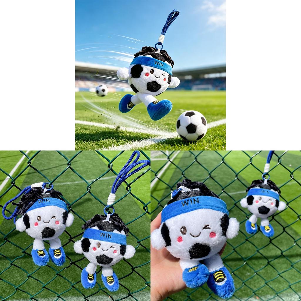 Cute Embroidered Football Plush Keychain With Pp Cotton Filling For Gifts And Decor