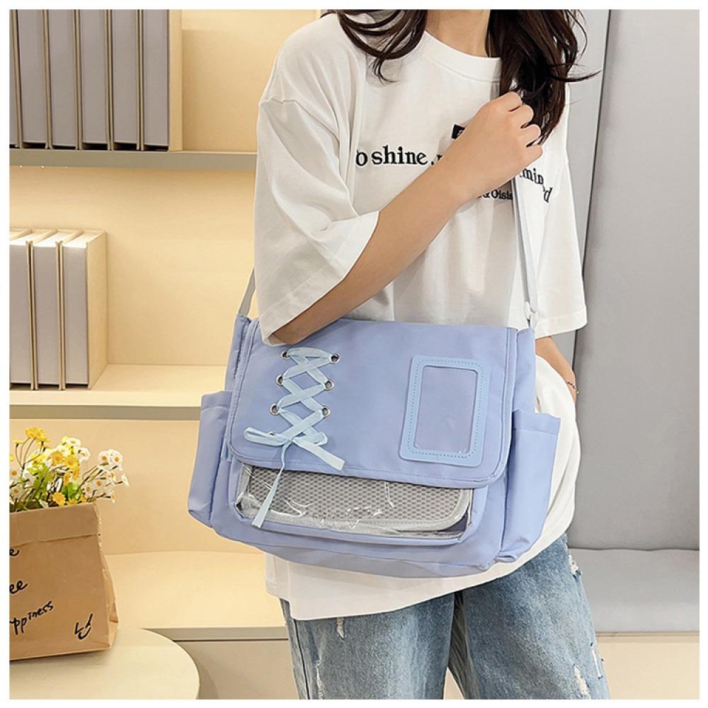 Strap ita bag, large-capacity shoulder crossbody bag, ita bag, anime-themed bag, versatile, girly, college-, transparent, s