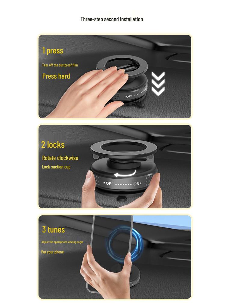 Magnetic Zinc Alloy Phone Holder – Suction Cup Adhesive, Foldable for Car Navigation.