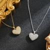 European & American Cross Heart Necklace: Copper with Micro-Inlaid Diamonds, Color-Preserving, Luxurious New Design