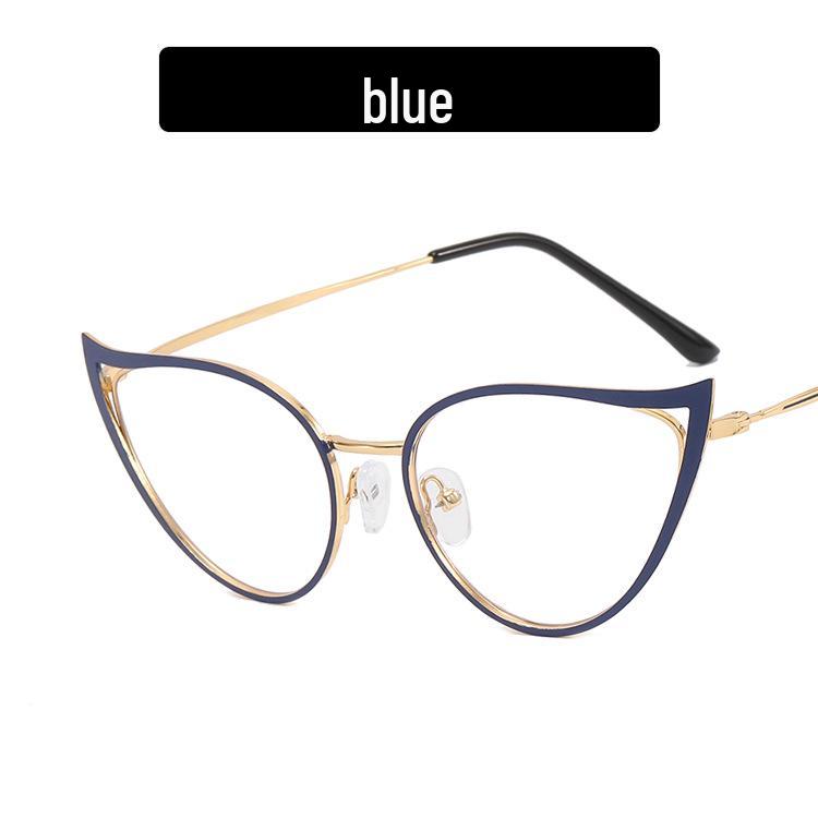 

Оправа для очков «кошачий глаз» с запеченным покрытием, блокирующая синий свет - Модный тренд 2022 года для женщин, Металлические очки в европейском и американском стиле как
