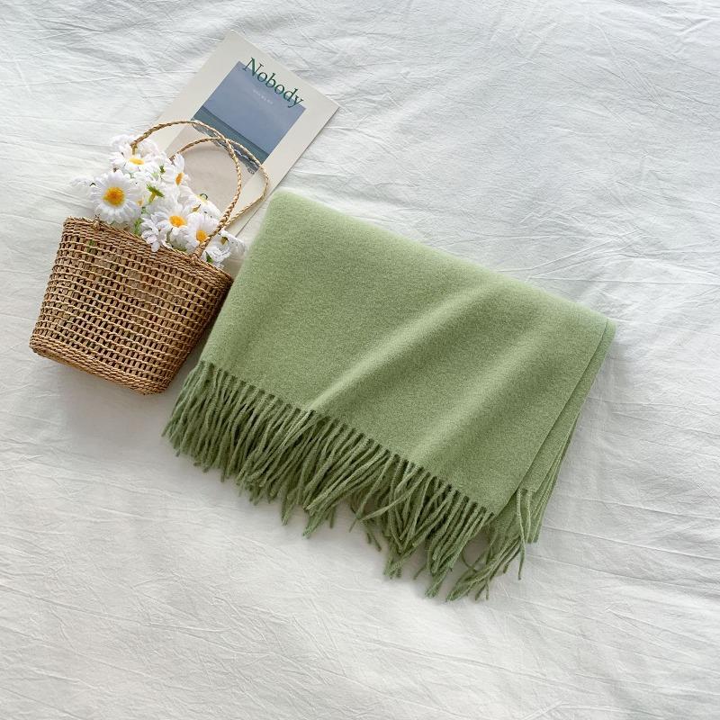Mary 300g imitation cashmere tassel scarf women's winter solid color thickened warm shawl Japanese scarf