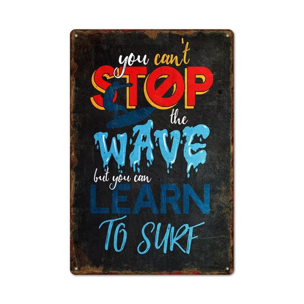 Vintage Tin Art of Summer Surfboards: Ideal for American Bar Backdrops and Home Decor Wall Murals