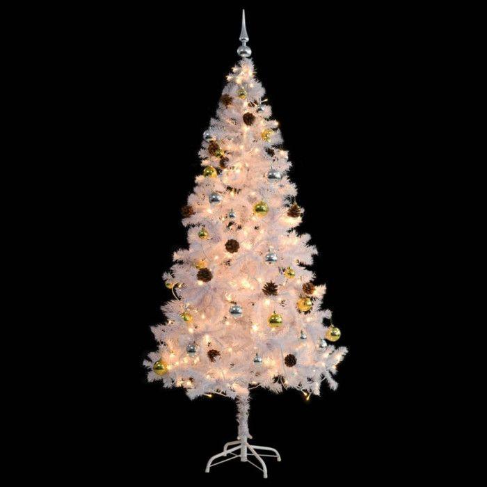 VidaXL Arbre de Noël Artificiel Pré-éclairé avec Boules, Sapin de Noël avec LED, Décoration de Vacances, Ornement de Fête 321503