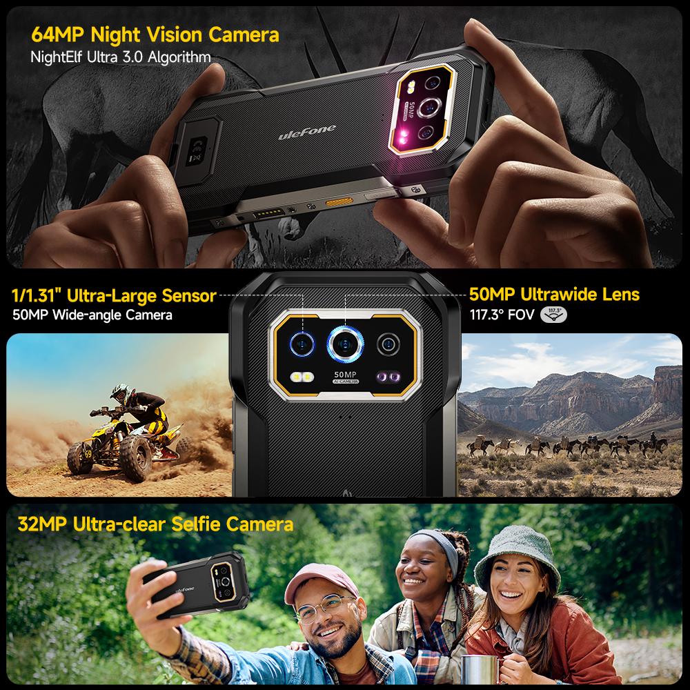 Ulefone Armor 27 Pro 5G Rugged Phone 10600mAh Smartphone 50MP Camera 64MP Night Android 15 Up to 24GB+256GB NFC Mobile Phone