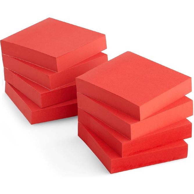 Juvale Sticky Notes - Bulk Red Sticky Notes - Self-Stick Pads for Home Office & Teacher Supplies - for Classroom Must Haves & School Supplies - 3 x 3