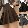 Khaki Vlněná A-line Skládaná Sukně s Vysokým Pasem pro Podzim Zimu - Dámská Krátká Sukně