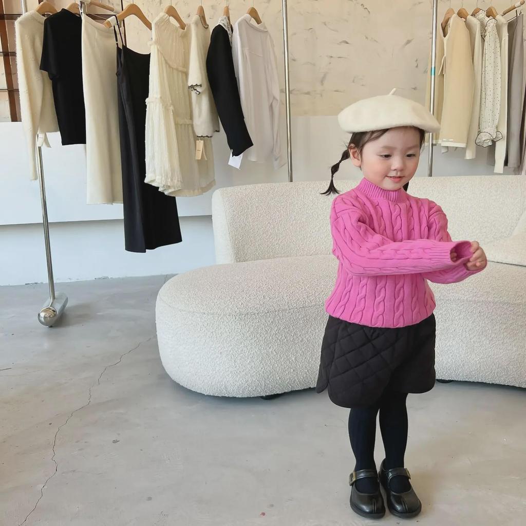 Clearance: Children's Cable Knit Sweater - Autumn Style Wool Pullover for Girls & Babies, Parent-Child Matching Option Available.