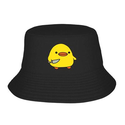 Duck with Knife Kawaii Duck Knife Duck Bucket Hat Panama Bob Hats Outdoor Reversible For Summer Fishing Unisex Fisherman Caps