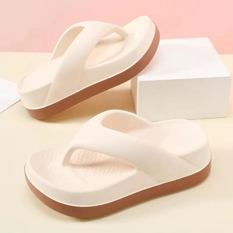 2025 New Summer Women's Elevated Flip Flops Thong Style Thick Sole Non-slip Soft Sole Lightweight Versatile Outdoor & Home Wear