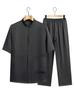 Men's Summer Ice Silk Chinese Two-Piece Set: Loose Short-Sleeve Shirt Suit for Middle-Aged and Elderly