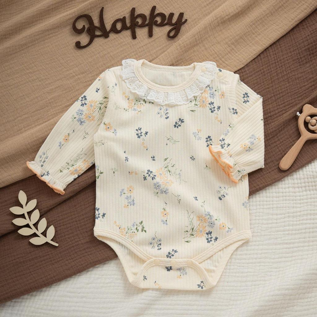 Newborn Princess Spring & Autumn Cotton Romper Set: Baby Girl's Stylish Seasonal Outfit
