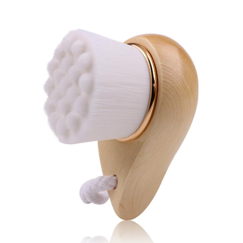 

Bamboo Charcoal Bristle Facial Cleansing Brush with Wooden Handle.