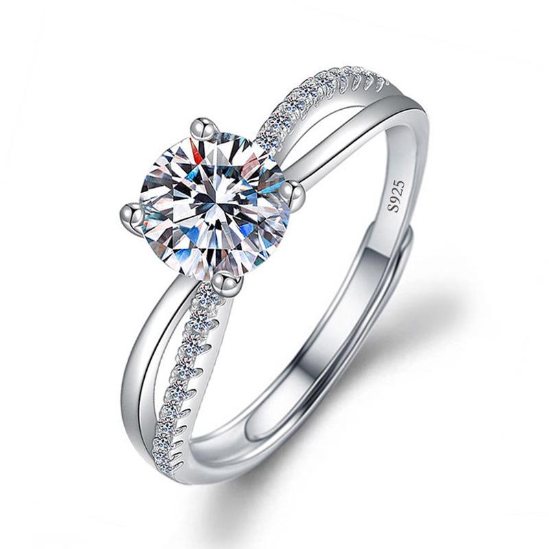 Imitation Diamond Ring For Women Girls Adjustable Opening Finger Ring Senior Exquisite Jewelry Wedding Bride Accessories