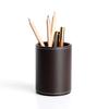 Pen Container Large Capacity Wear Resistant Smooth Edge Simple Style Compact Size Save Space Faux Leather Round Pen Holder Desktop Stationery Storage