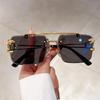Vintage okulary przeciwsłoneczne bez oprawek mężczyźni kobiety moda ponadgabarytowe kwadratowe odcienie okulary nowe podwójne mostki gradientowe okulary przeciwsłoneczne UV400