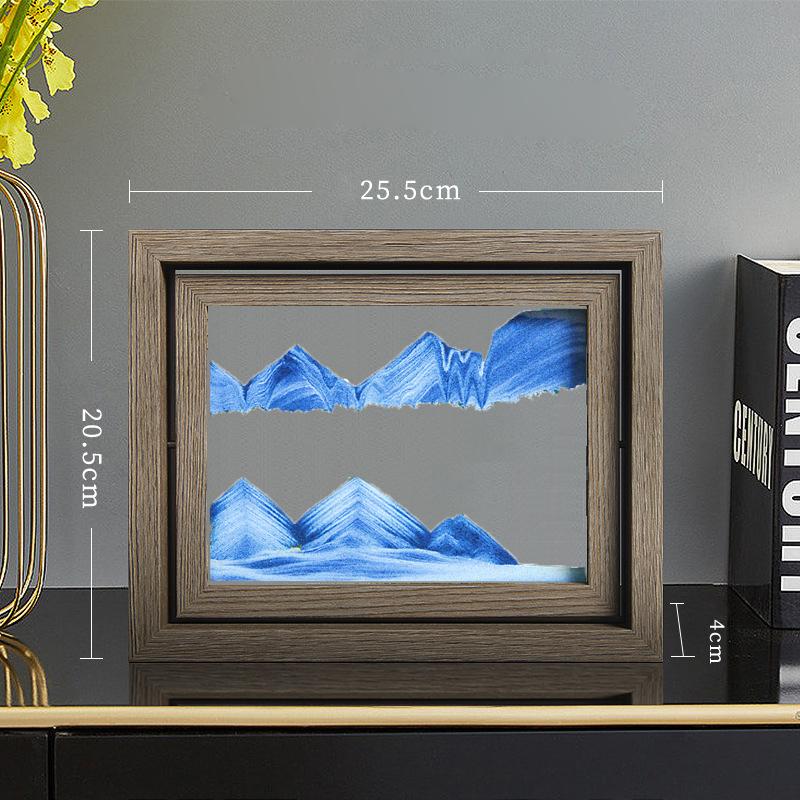 Moving Sand Art 3D Sandscape Quicksand Liquid Hourglass Rotatable Wooden Frame Flowing Sand Painting Office Home Decor Gifts